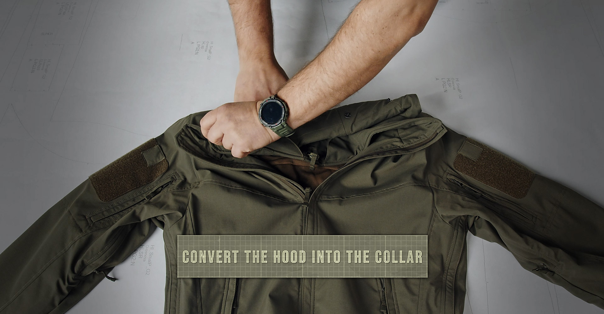 Best way to fold a Hood/Harness®equipped tactical jacket's hood to a